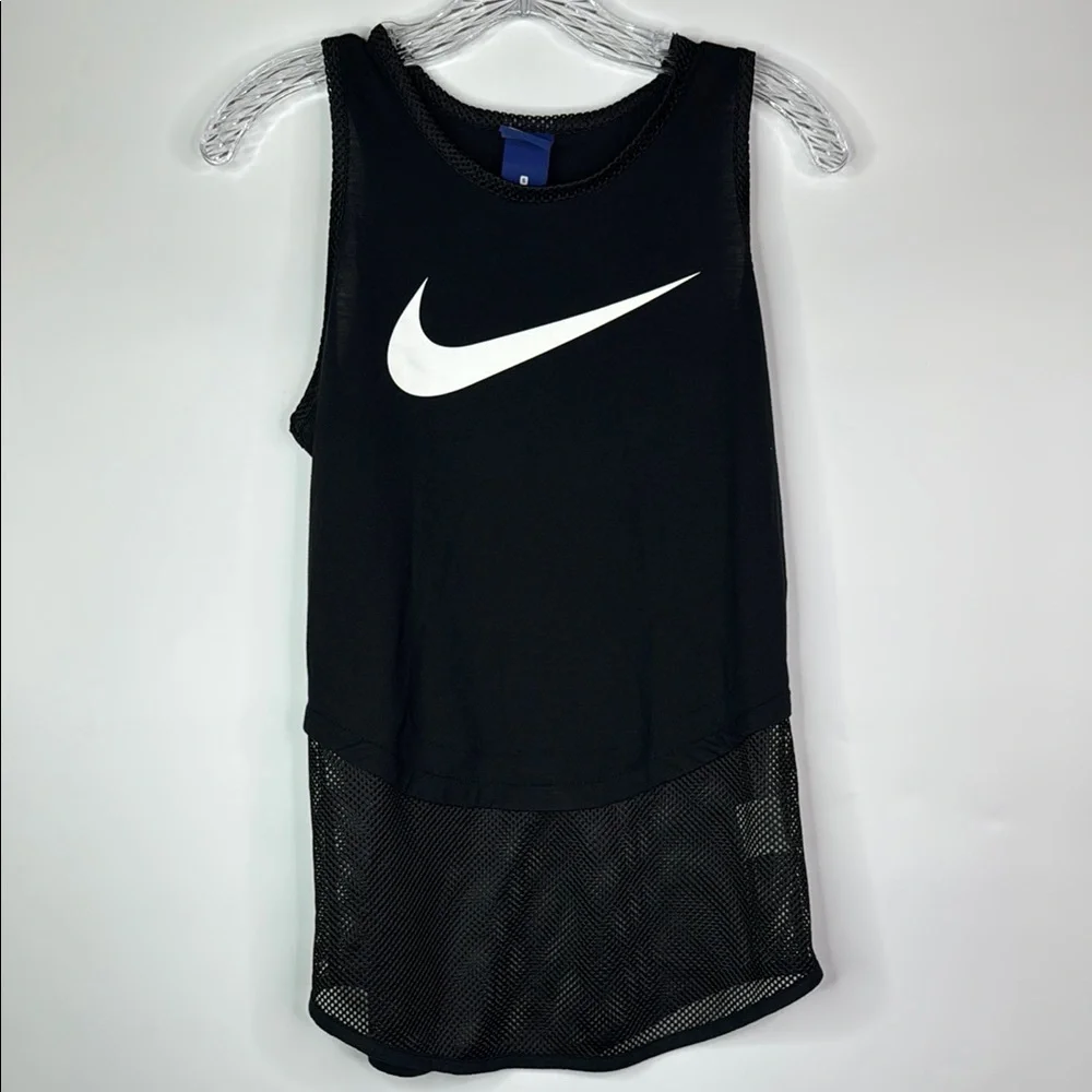 Nike Swoosh Mesh Black Tank Top Size Small